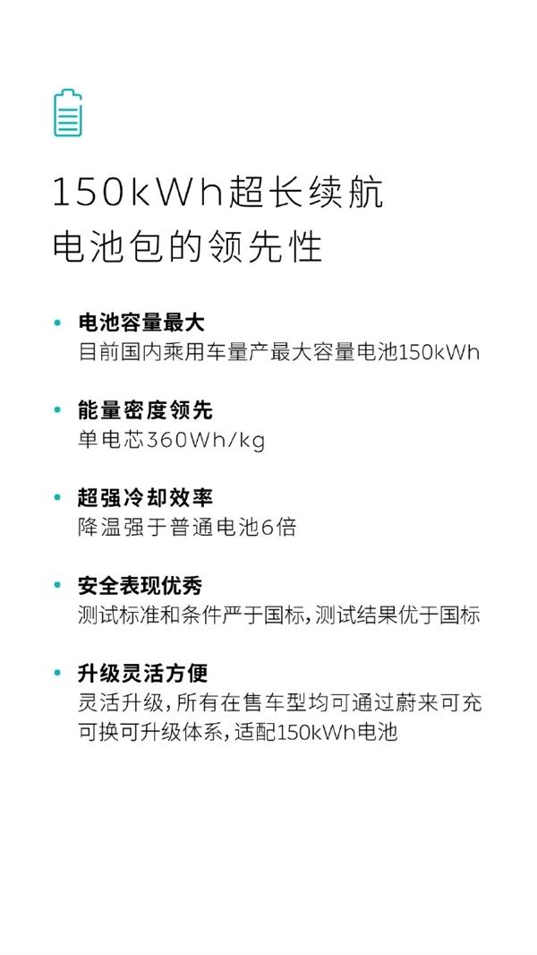 蔚來(lái)150度電池包升級(jí)方案公布:6月1日上線 日租最低100元